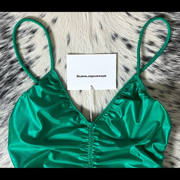 ALEXANDER WANG RUCHED JERSEY CAMI, SZ L GREEN - Picture 4 of 15